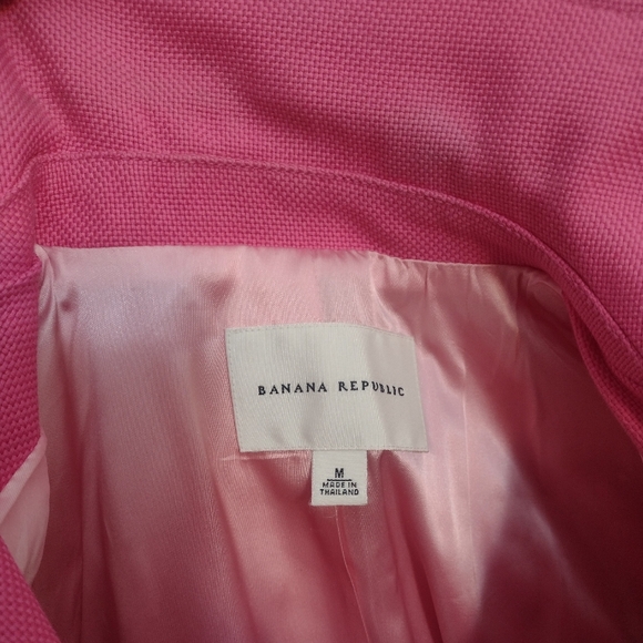 Banana Republic Hot Pink Woven Textured Cotton Double Breasted Pea Coat Medium - Picture 15 of 16